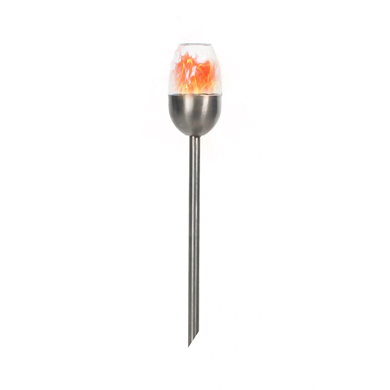 Glass Bottle Flame Candle Torch Waterproof Outdoor Pathway Stake LED Solar Garden Light