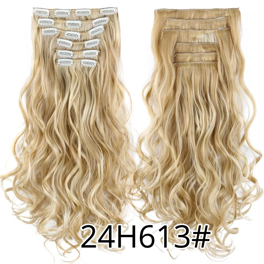 6 PCS/Set 22" Hairpiece 140g Straight 16 Clips in False Styling Hair Synthetic Clip in Hair Extensions Heat Resistant