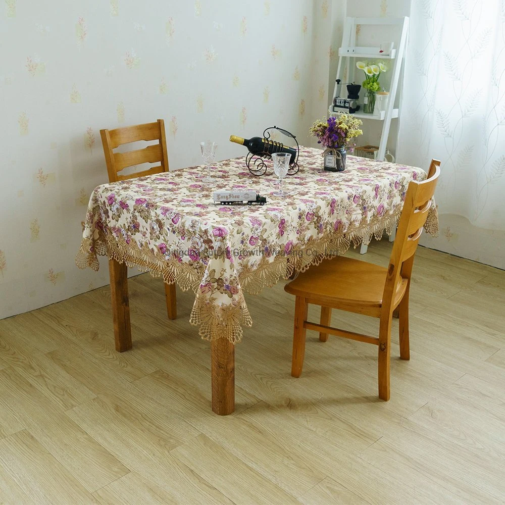 Tecido Home tecido tecido Flores roxas estampadas Jacquard Banquest Wedding Use o tablecloth