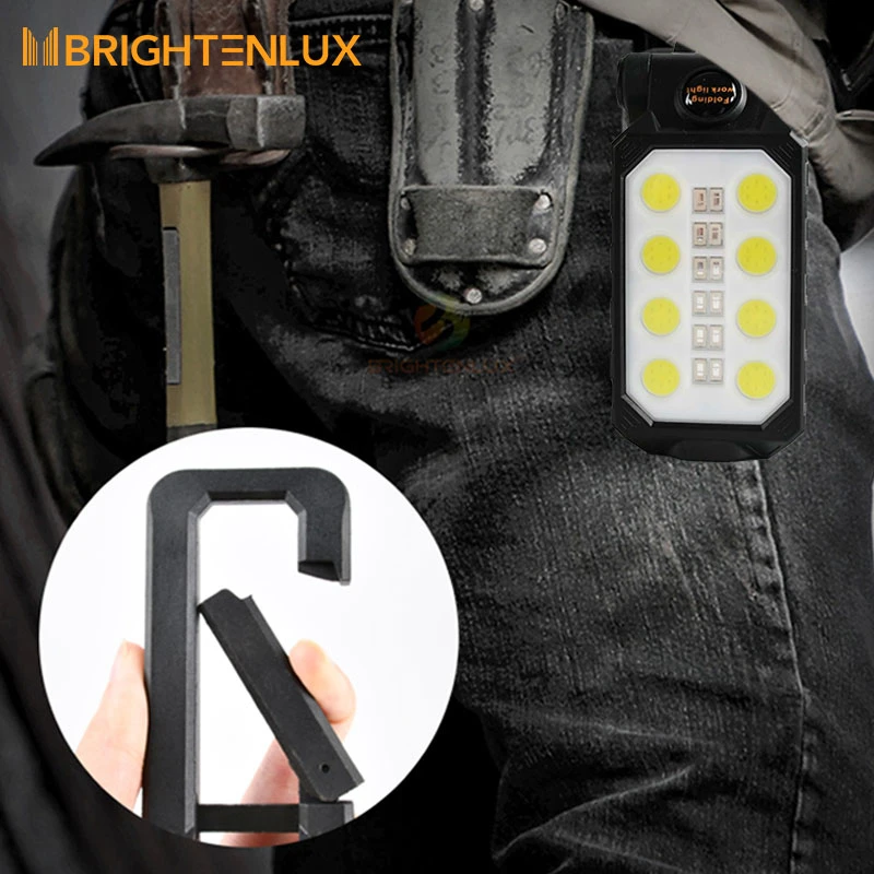 Brightenlux Flexible 4 Modes Waterproof Magnet USB Rechargeable T6 COB LED Work Light with Power Display and Stand