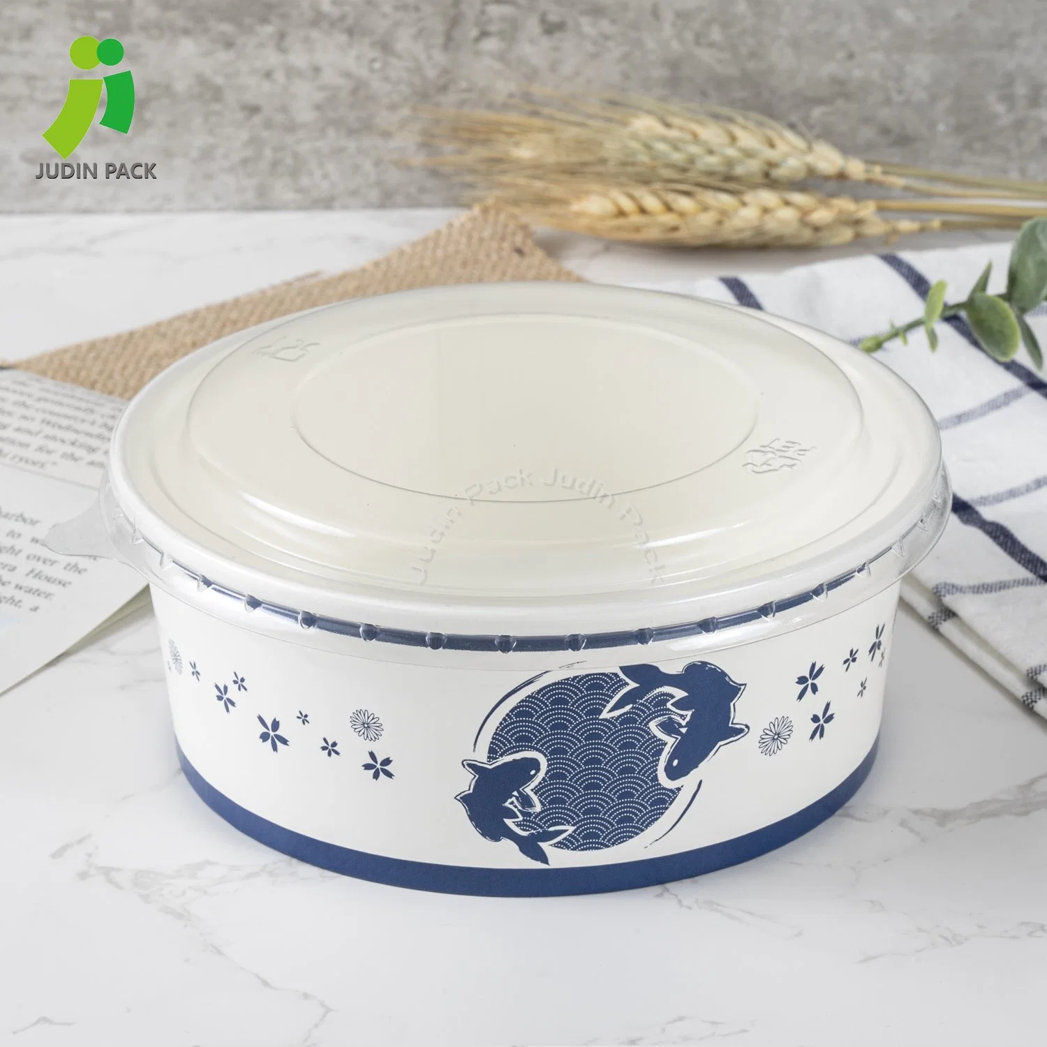 1100ml Disposable Oil Proof and Leak Proof Food Container Paper Salad Bowl