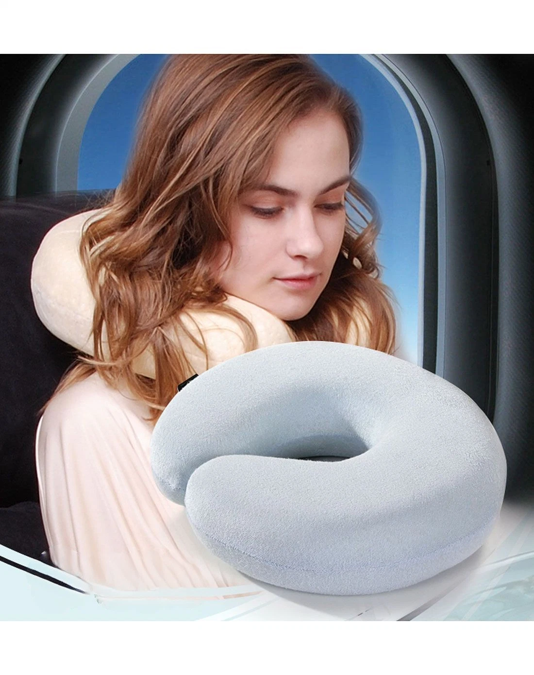 Travel Pillow Neck Rest, Retro Style Polka Dots Motifs Nostalgic Hipster Style