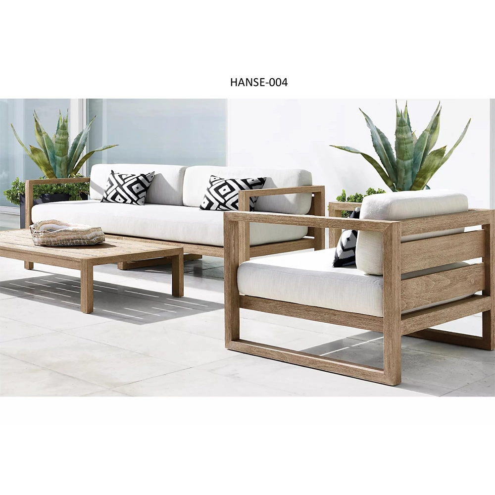 Garden Customize Teak Wood Furniture with Cushions Sofa Set Lounge Patio Hotel Sectional Bed Outdoor Sofa