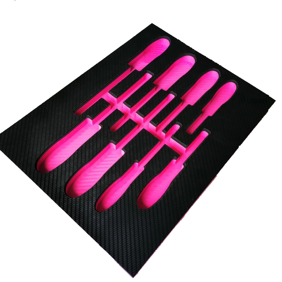 High Quality Custom CNC Cutting EVA Foam with Carbon Fiber Surface for Protective Packaging