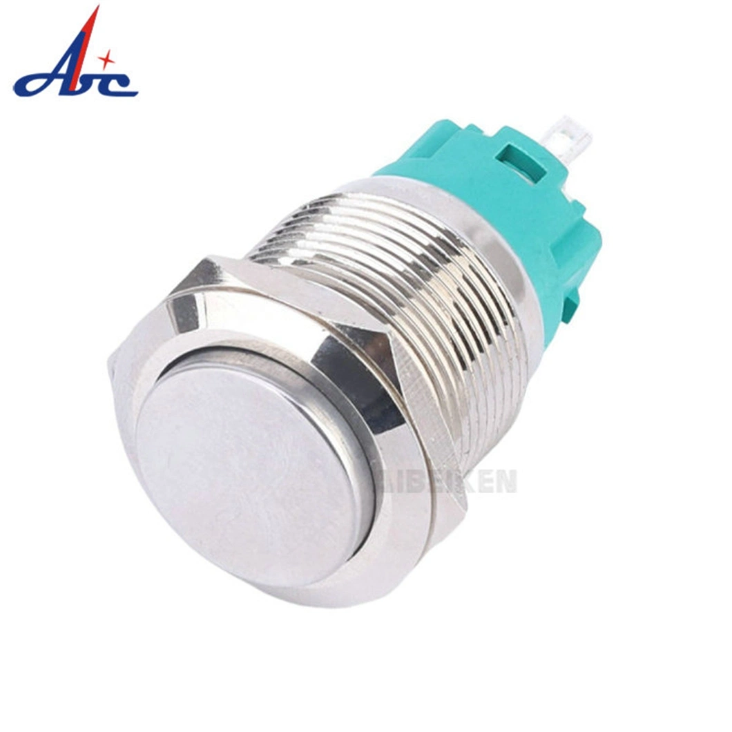 High quality/High cost performance  Waterproof 19mm Power Start Stop Mechanical Brass Nickel Body Push Button Switches