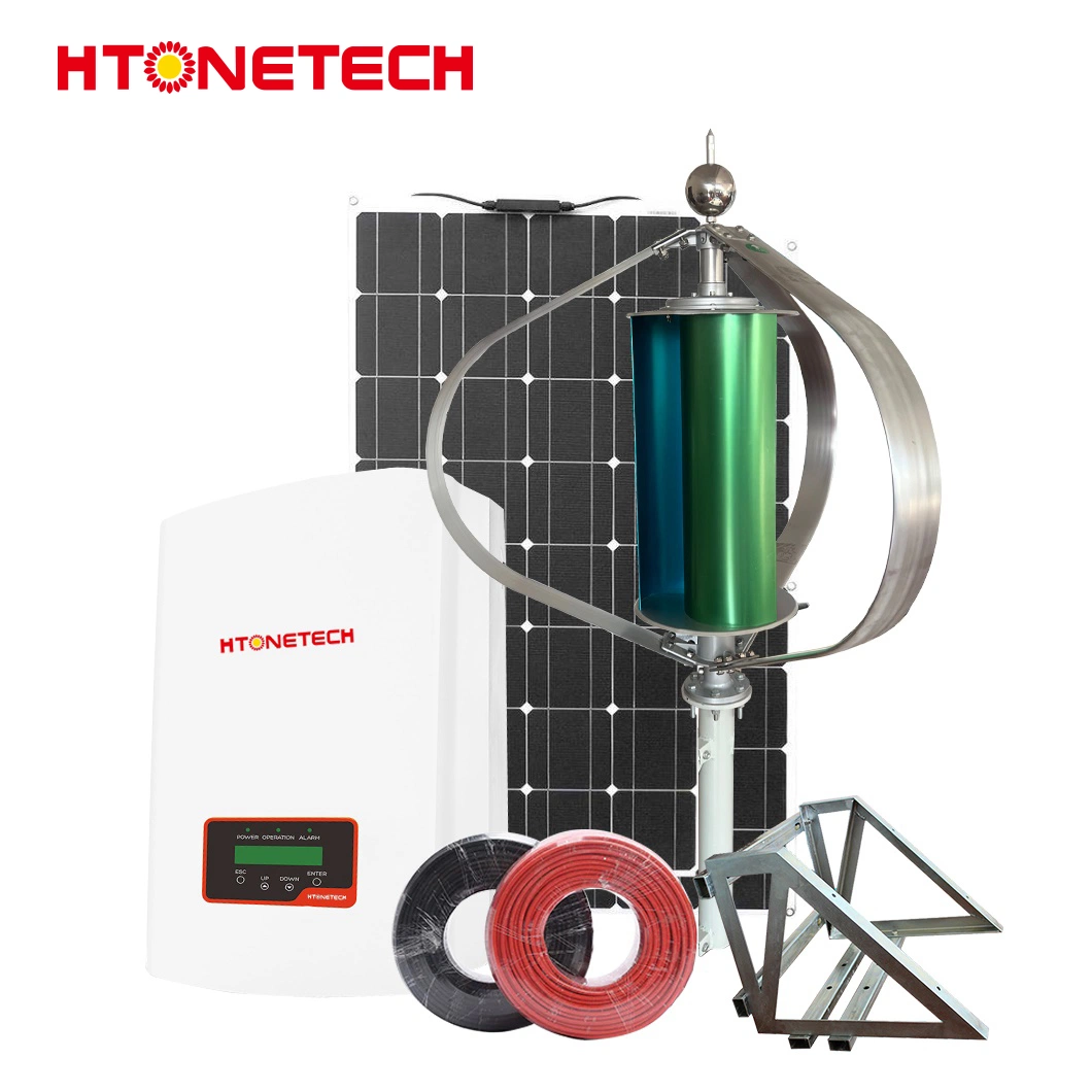 Htonetech China Monocrystalline Silicone Solar Panel Factory 10000W on Grid 3pH Solar Power System with Best Residential Wind Generator