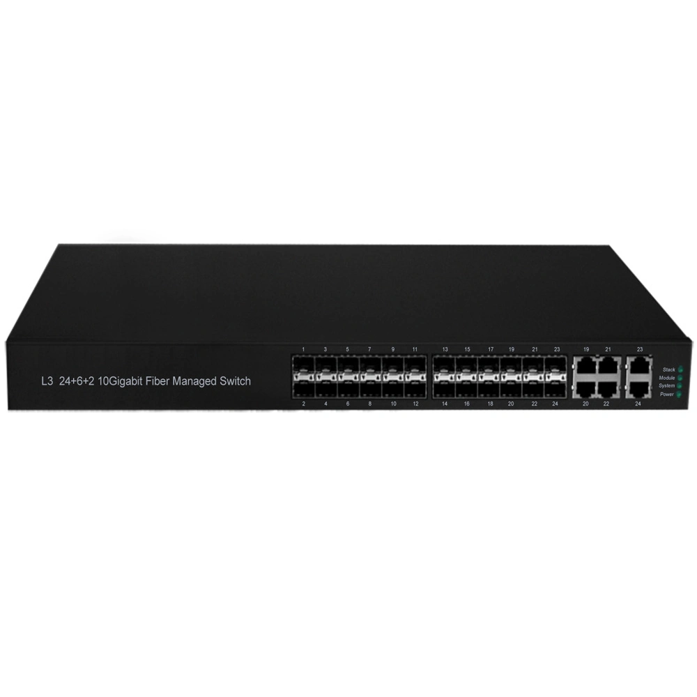 24*Giga SFP+6*10/100/1000m Tx Combo Network Switch with 2*10g Fiber Uplink Ports High Performance with Bcm Chip