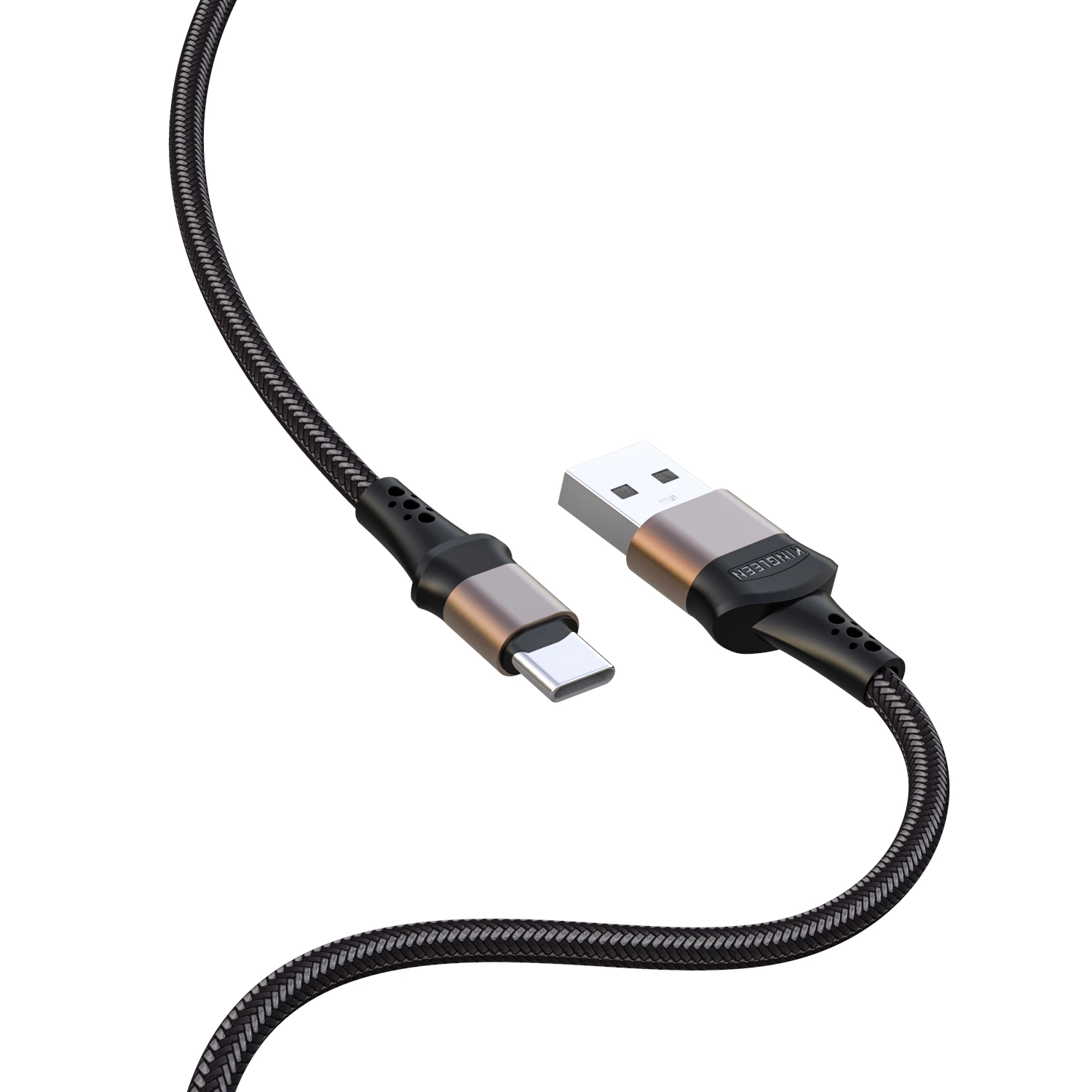 2m cable de nylon trenzado y tejido cable de datos 7ft USB-C. Carga y sincronización rápidas 2000mm Metal Aluminium Tipo C datos USB Cable