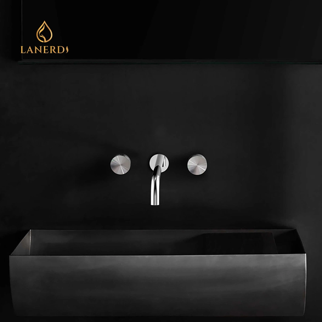 3 Holes Faucet Basin Mixer Brushed Brass Wall Mounted Basin Faucet for Bathroom