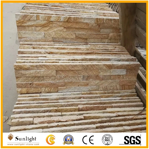 Yellow Wood Sandstone, Wood Vein Culture Stone for Wall Cladding