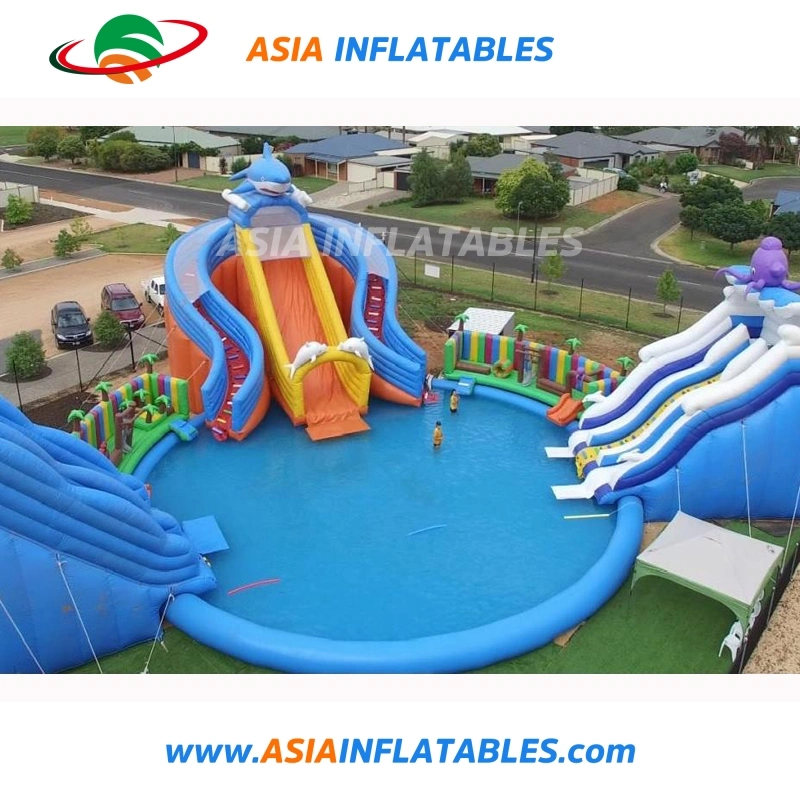 Pirate Ship Inflatable Pool Slide Amusement Water Park for Land