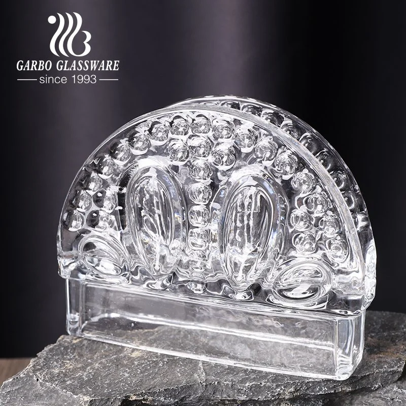 Engraved Design Glass Napkin Holder Different Shapes Clear Table Decor Napkin Holder for Home Restaurant Hotel