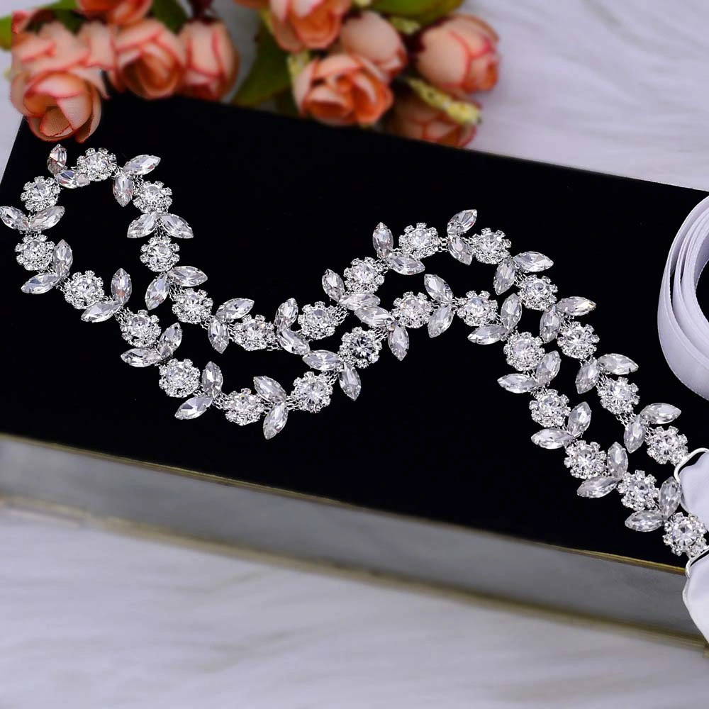 Hwb302 Bride Waist Chain Metal Belt Silver Alloy Waistband Wedding Accessory