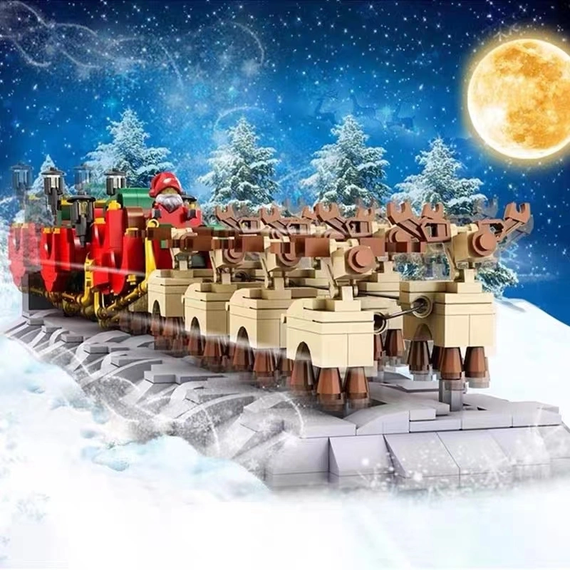 1318 PCS Merry Natal Santa Claus Sleigh bloco de construção put Juntos interessantes brinquedos educativos Kids brinquedos de Natal Sleigh Bricks