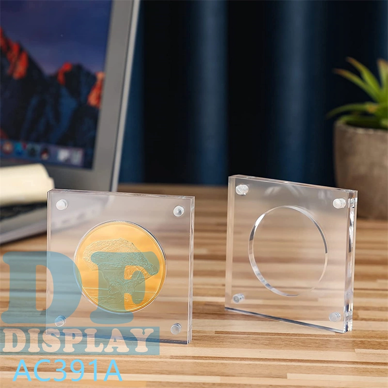 Acrylic Dsiaplay Stand Coin Display Holder Case Square Shape Acrylic Coin Display Frame for Collectors Challenge Coin