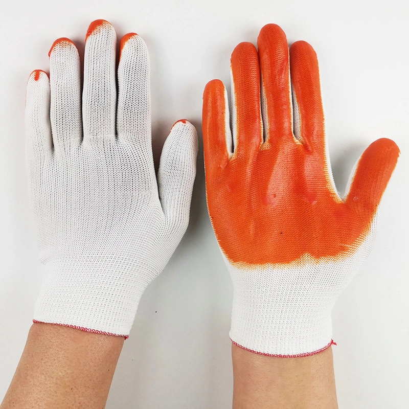 Water Proof Red PVC Fully Coated Gloves with Cotton Knit Wrist