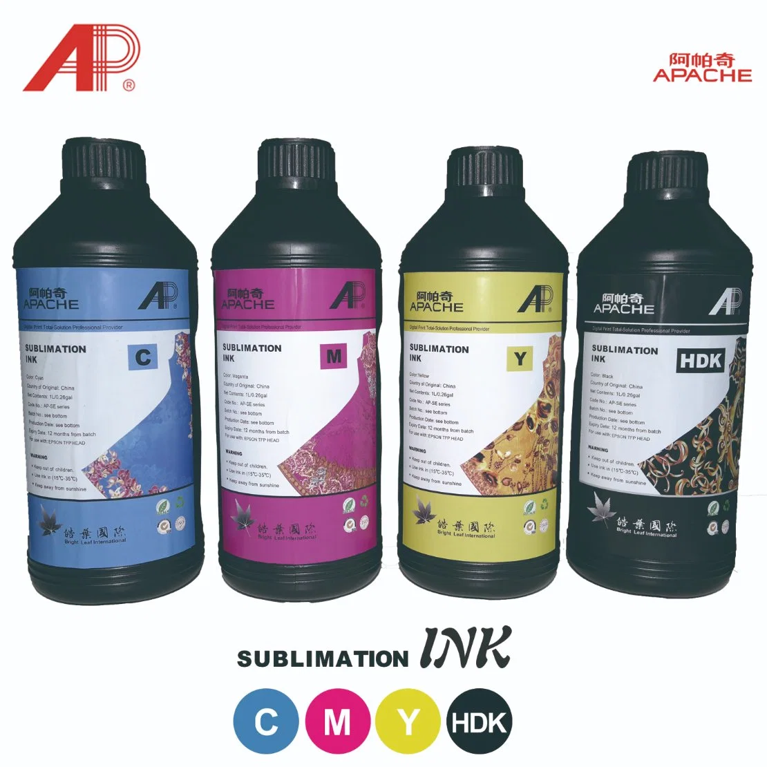 Leaf Dye Sublimation Printing Inks for EPS Inkjet Printer 4 Color Heat Transfer Ink for T-Shirt Transfer Printing