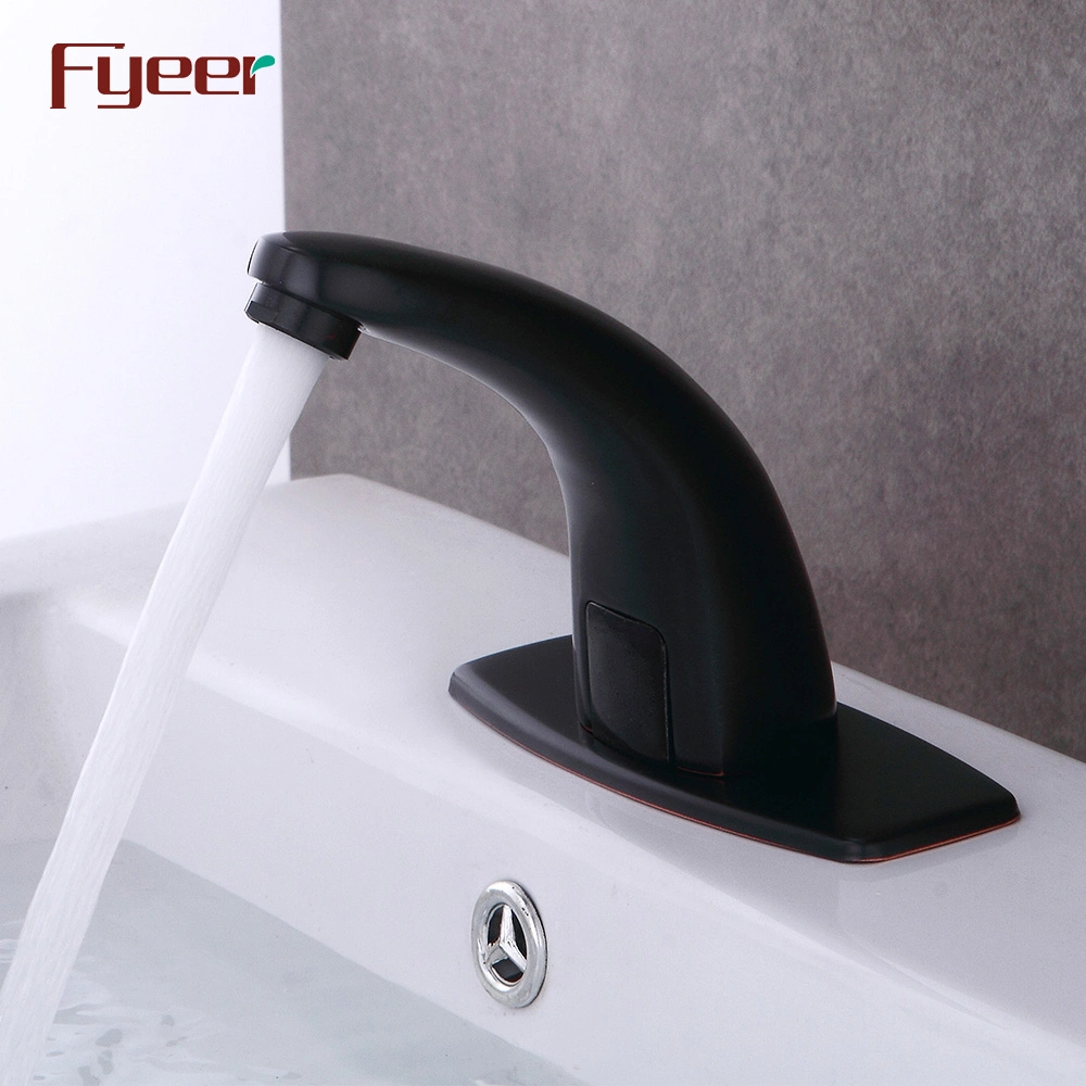 Fyeer New Cold and Hot Water Washbasin Black Sensor Tap with Temperature Adjust Valve