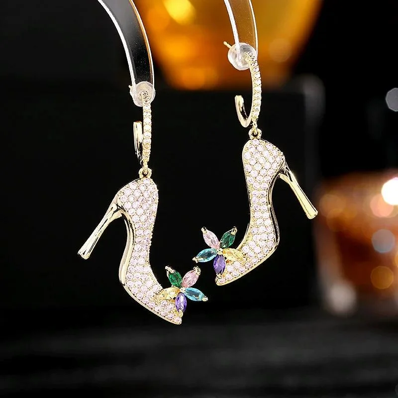 Brass & CZ Ear Post Earring Fashion Jewelry Jewellery