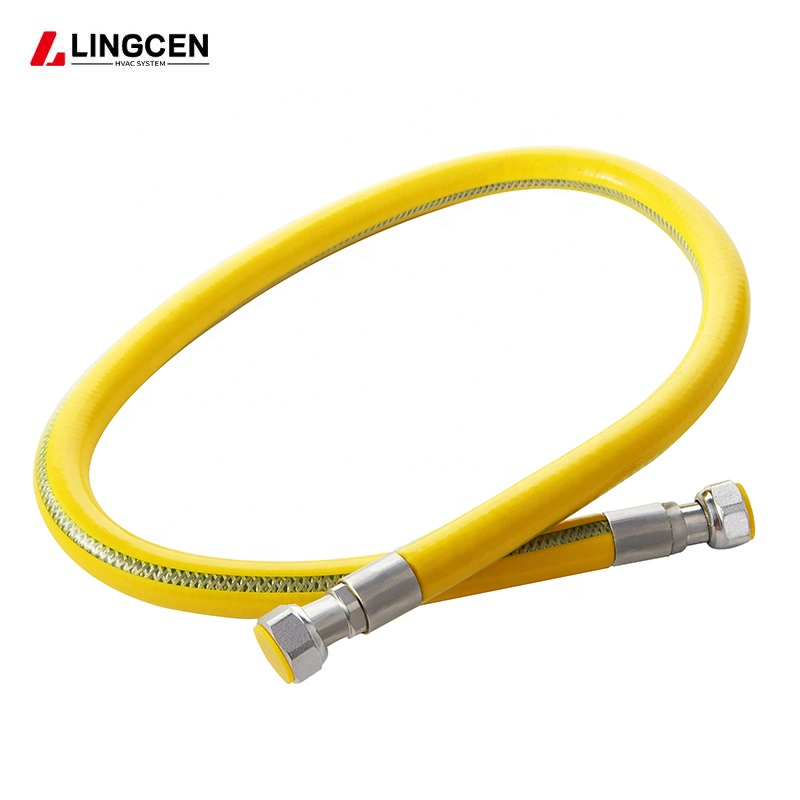 Tubo flexible de gas natural amarillo trenzado de nylon de acero inoxidable Manguera