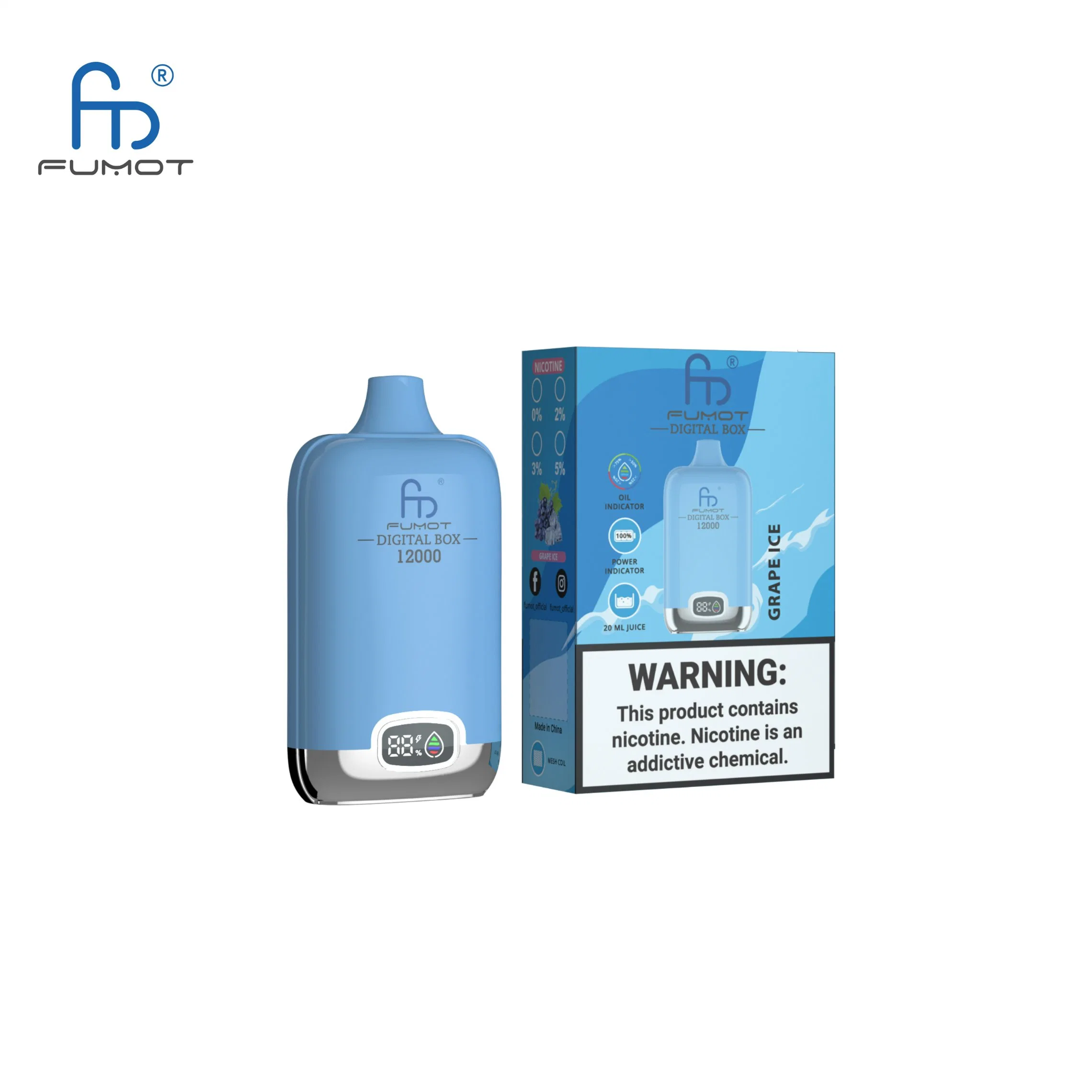 Reino Unido Alemanha França UE Hot Selling Randm Fumot Digital Box 12000 Puffs Atacado I Vape