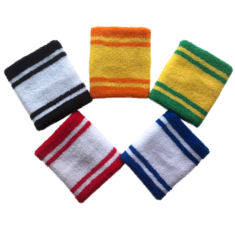 Sweat Absorption Terry Cloth Wristband with Embroidery Logo for Sports