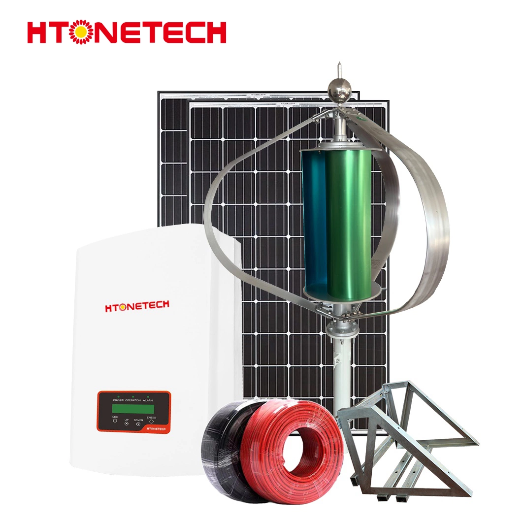 Htonetech China Monocrystalline Silicone Solar Panel Factory 10000W on Grid 3pH Solar Power System with Best Residential Wind Generator