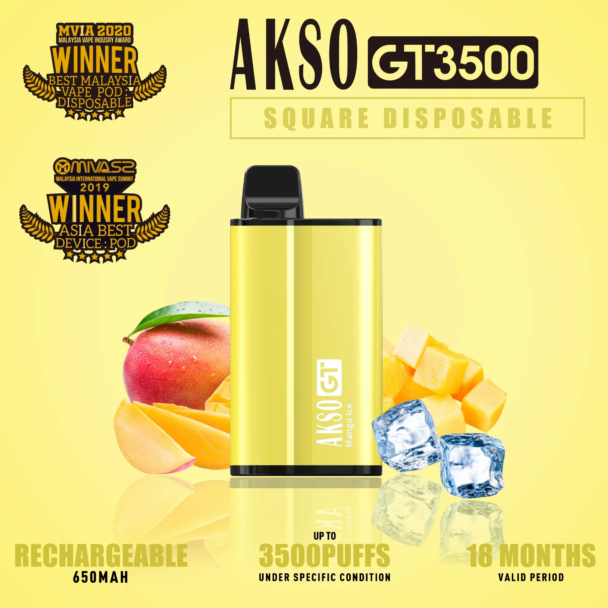 Akso desechables recargable Vape Caja con tapa protectora 12.0 ml 650 mAh