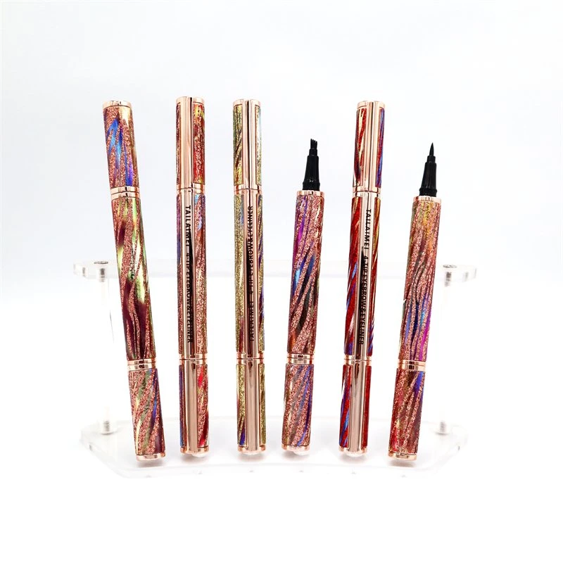 Tailaimei Supplier 24 Hours Waterproof Fork Tips 2 in 1 Eyebrow Eyeliner Pencil Long Lasting Eyebrow Black Eyeliner