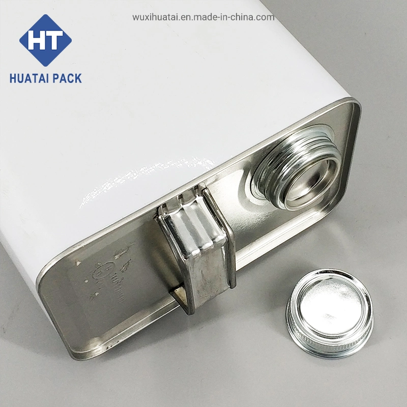 5L White Metal Empty Tin Can with Cover and Metal Handle