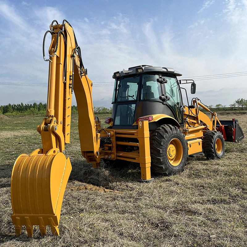 4X4 Wheel Mini Backhoe Loader Tractor with Mower and Backhoe Bucket 6 in 1