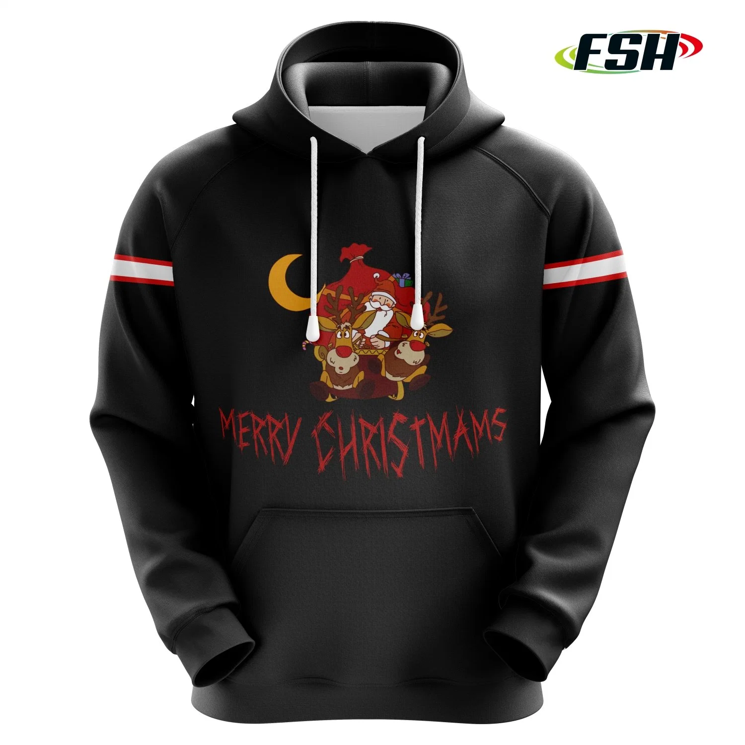 Mens Cotton Sweatshirt Plus Size Pullover Print Sublimation Custom Logo Christmas Wear