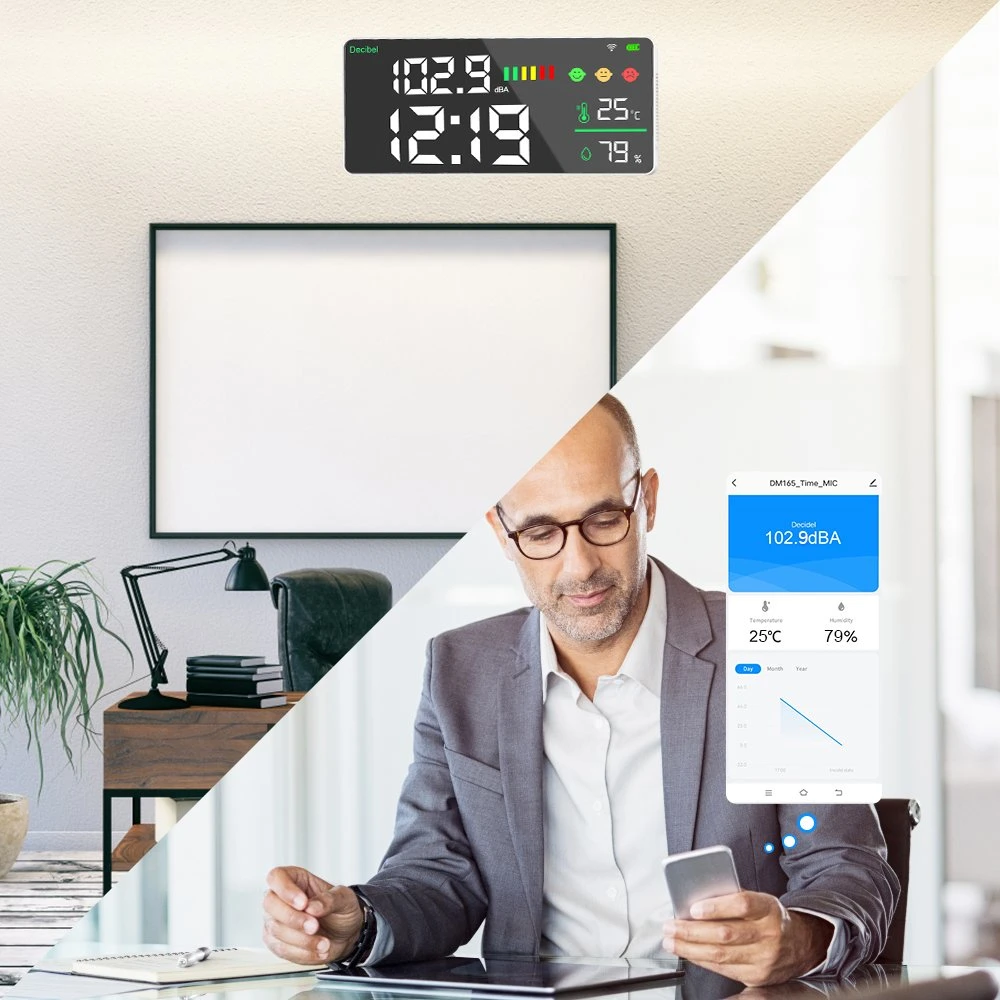 WiFi Mobile Phone Tuya APP Wall-Mounted Noise Decibel Meter Fast Response
