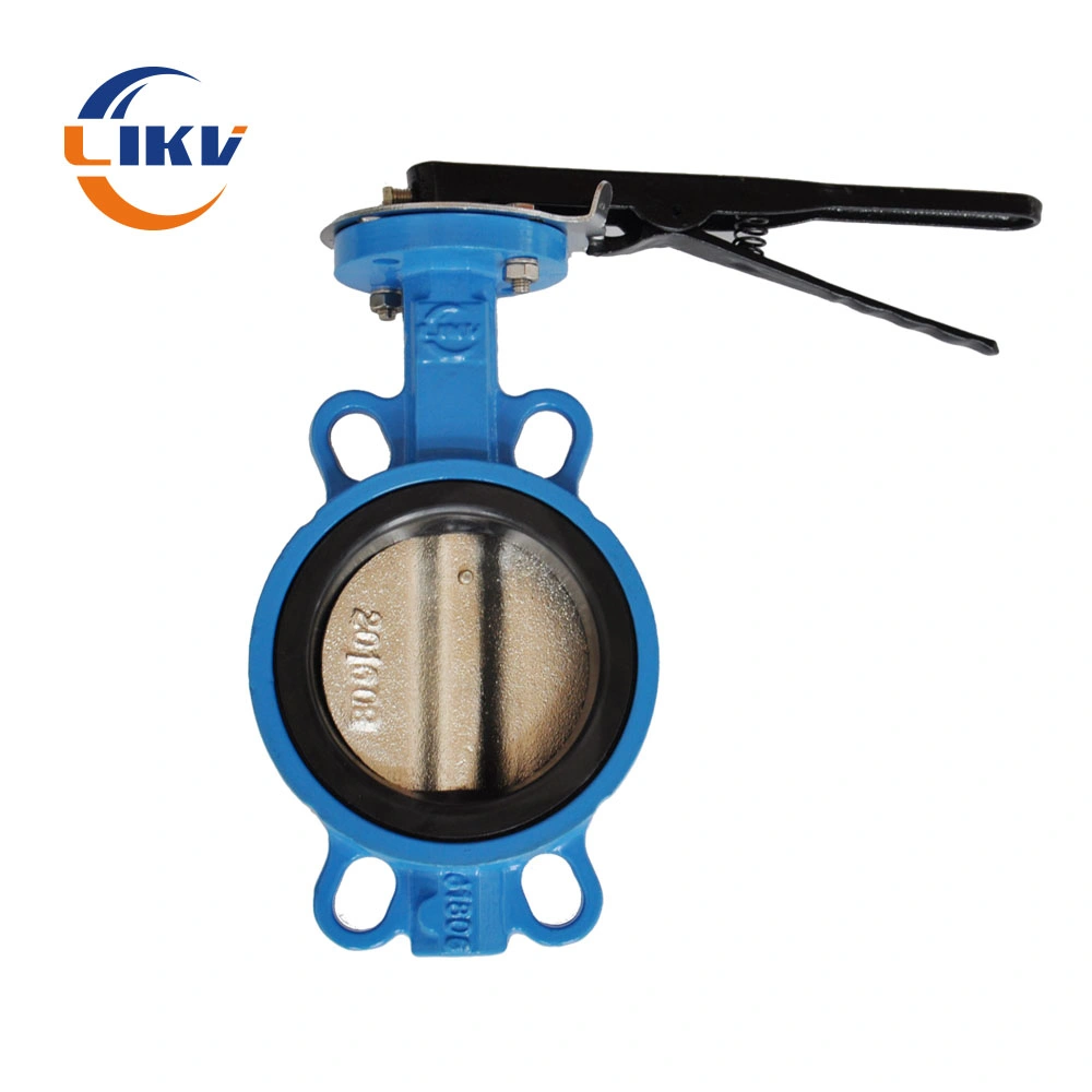 Pn10 304 Stainless Steel Ductile Iron Soft Seat Hand Wheel Wafer Type Butterfly Valve