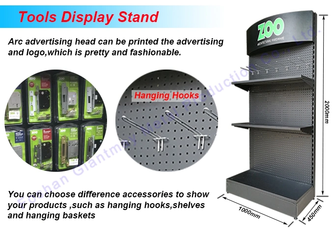 Hardware Pegboard Metal Floor Hooks Tools Display Shop Exhibition Product Shelf