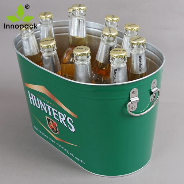 10qt Printed Metal Beer Ice Cooler with Handle and Opener