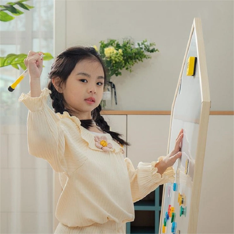 Educational House Drawing White Blackboard Solid Wood Toy Whiteboard for Children