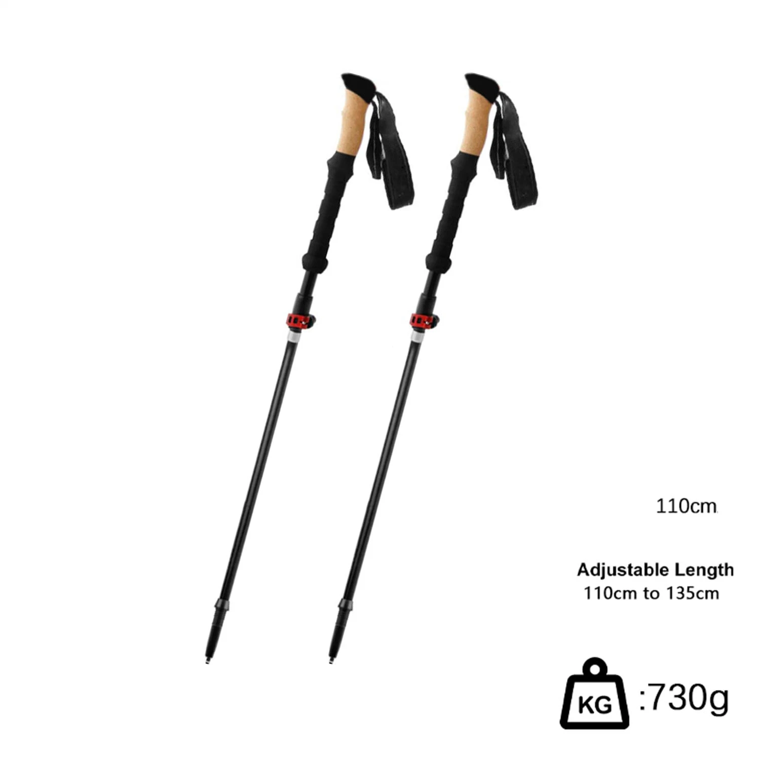 Montañismo EVA Mango de Corcho Material Senderismo Pole longitud 135cm Peso 730 g de Trekking duradera Stick