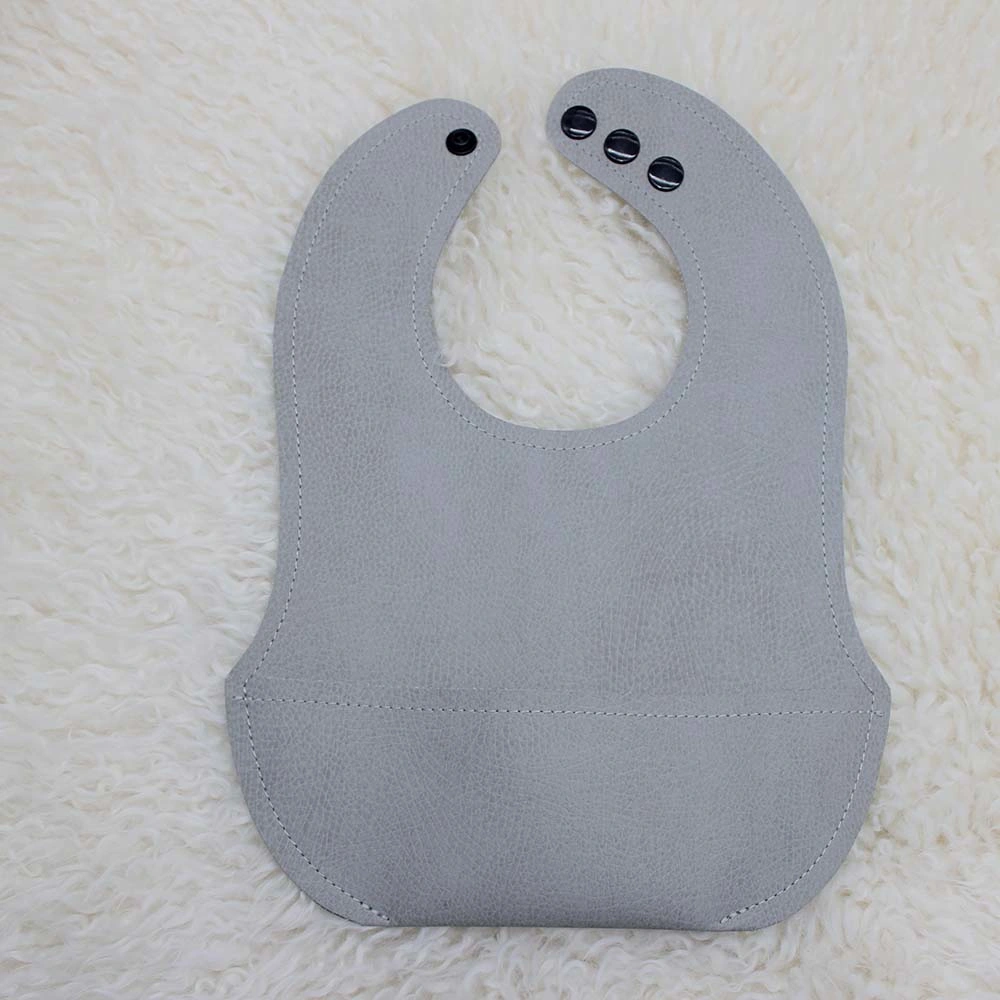 Soft Vegan Leather Bibs with Snaps Wipeable Infant Baby Bibs for Newborns and Toddlers 1-3 Years