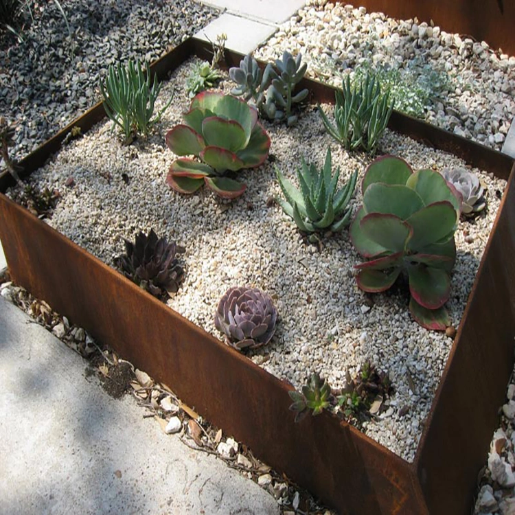 Jardín de acero Corten/Flor de canteado&amp;Frontera hierba