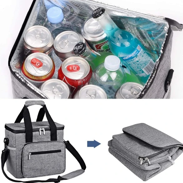 Freezable Fold Able Nylon Insulated Thermal Lunch Cooler Bags Lunch Storage Bag