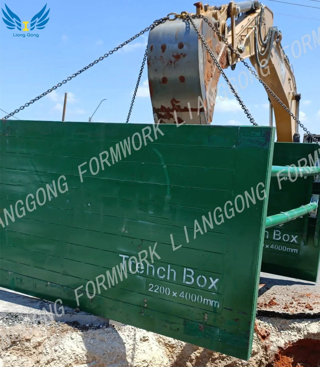 Lianggong Formwork Manufacture Excavation Shoring System Trench Shields Trench Box for Pipeline Construction

Sistema de apuntalamiento de excavación de fabricación de encofrados Lianggong. Escudos de zanja y caja de zanja para construcción de tuberías.