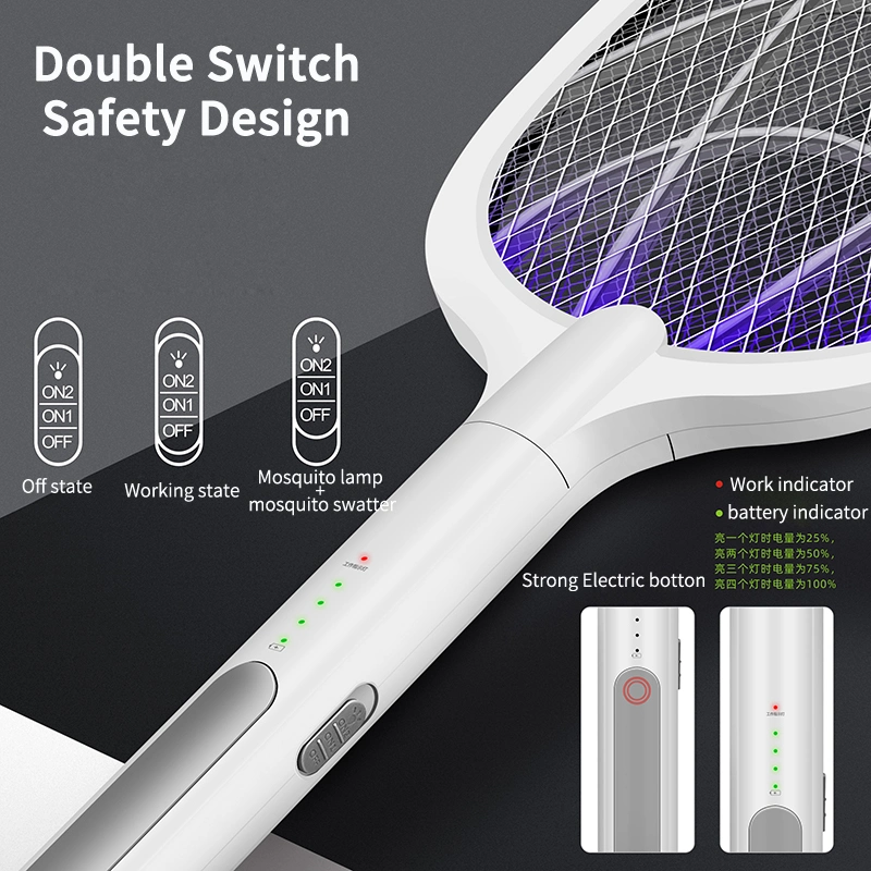 Bug zapper, 2 в 1 складной электрический Fly Swatter &amp; Bug zapper Racket, Fly Killer &amp; Mosquito Killer для путешествий, кемпинг, управление в помещении и на улице Pest Control, запись USB