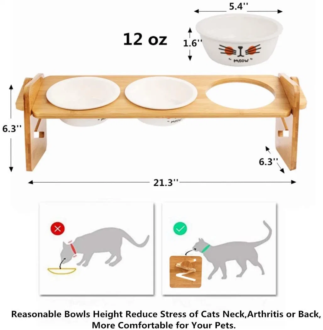 Pet Supply Disassemble Bamboo Dog Bowl Install Without Screw