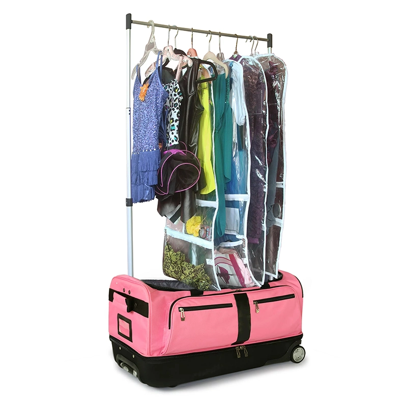 Collapsible Lightweight Drop-Bottom Travel Closet Trolley Dance Bag with Garment Rack