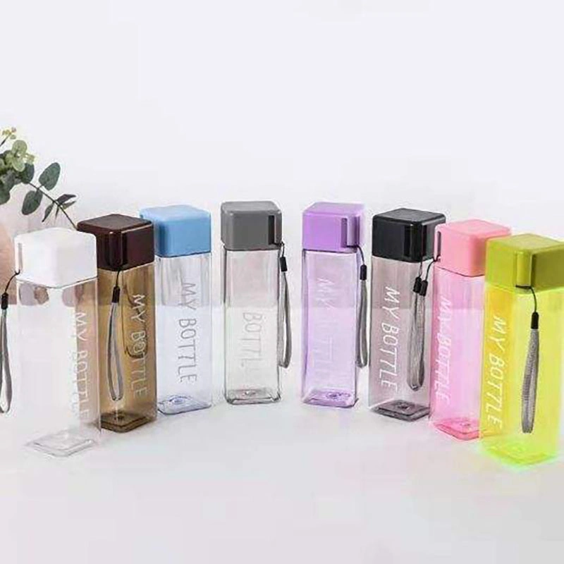 Wholesale/Supplier Customized Clear Portable Plastic Drink Bottle Leak-Proof Water Bottle New Square Plastic Water Bottle with Lope