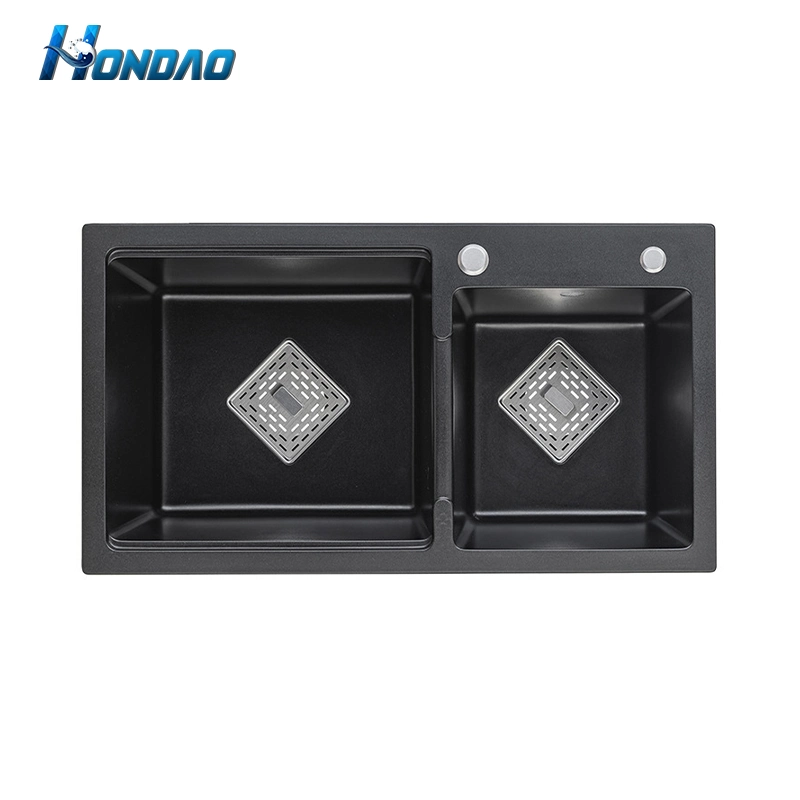 New Design Rectangular Black Single Bowl Artificial Stone Quartz Sinks for Kitchen