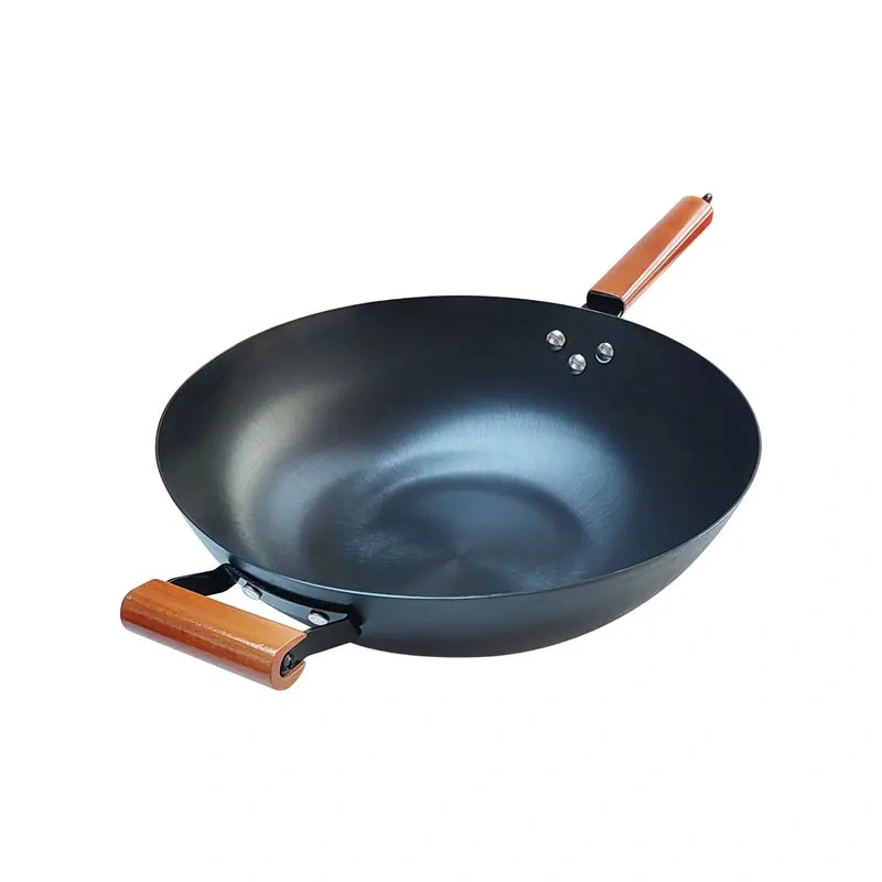 Hersteller Holzgriff Stainless Wok 32cm Hotel Restaurant Ausstattung Wok Pfanne Bratpfanne