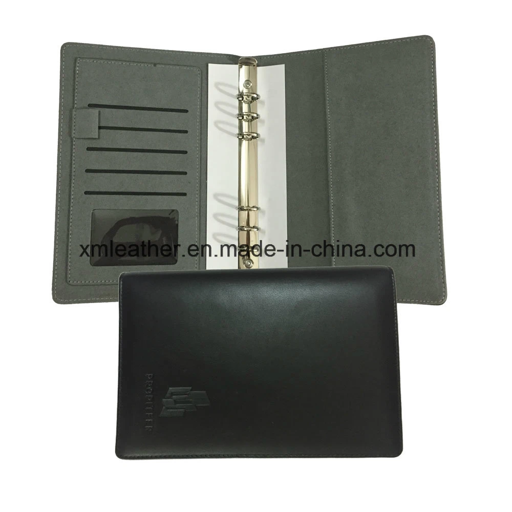 A5 Genuine Leather Notebook Diary Organizer Cover with Ring Binder
