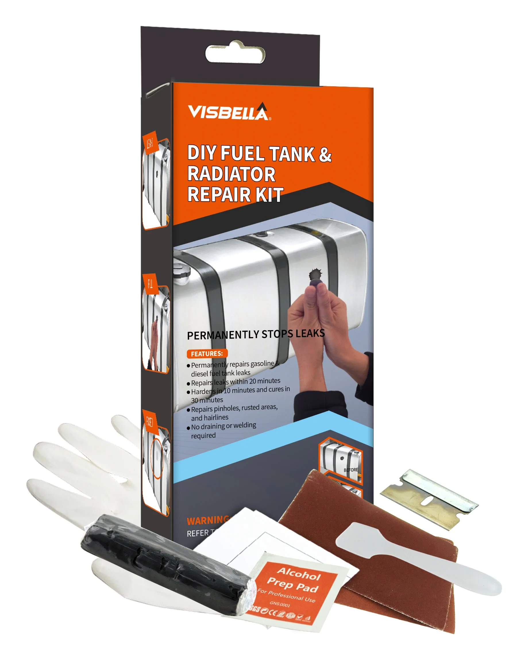 Bricolaje Visbella Auto radiador Kit de herramientas de reparación del tanque de combustible